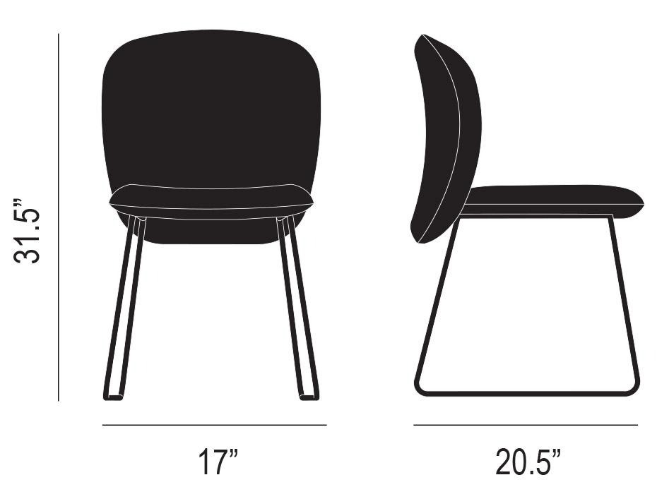 Petal Dining Chair Sled Base Dimensions